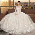 2020 newest style winter lace long sleeve floor length bridal wedding dress